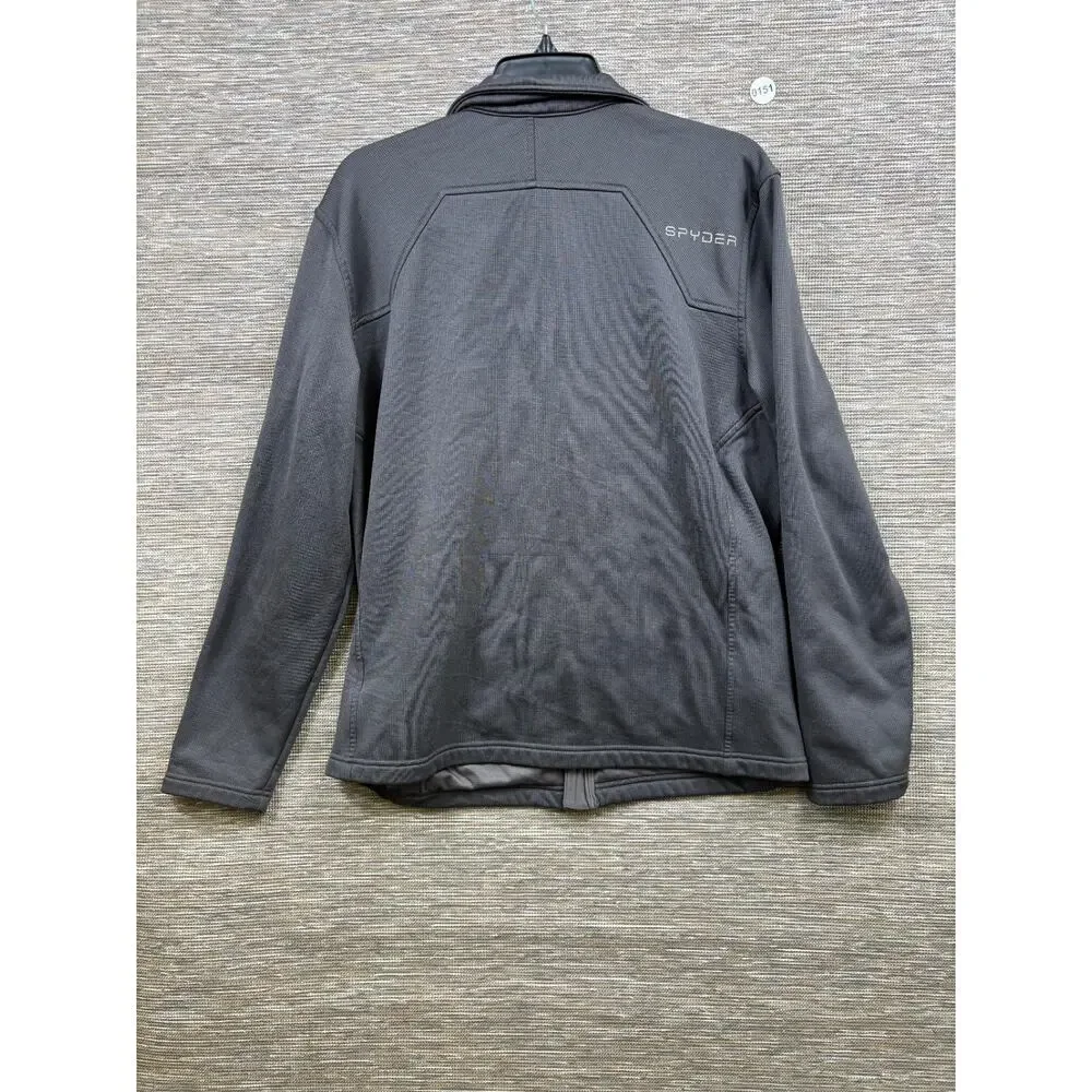 Spyder Hard Face Tech Fleece Jacket Mens Size L Dark Grey Full Zip Long Sleeve